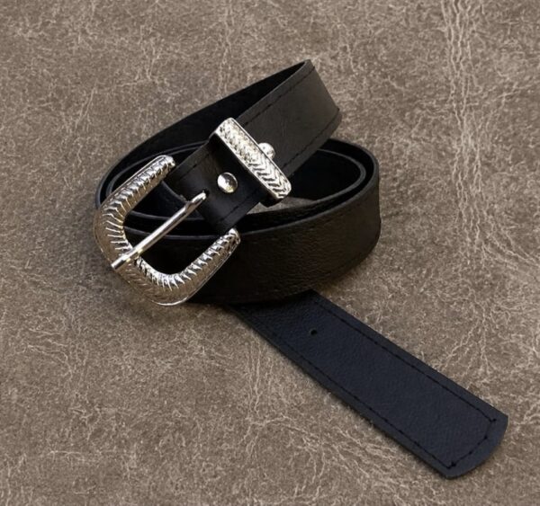 Cinto Negro Hebilla Lineas Rombo