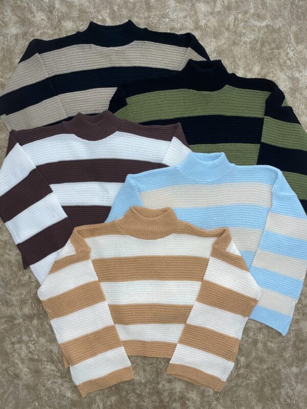 Sweater Rayado Manga Oxford